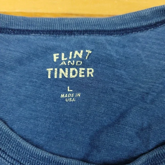 Flint and Tinder Mens Blue Short Sleeve Pocket Tee T-Shirt Made in USA - Picture 2 of 12